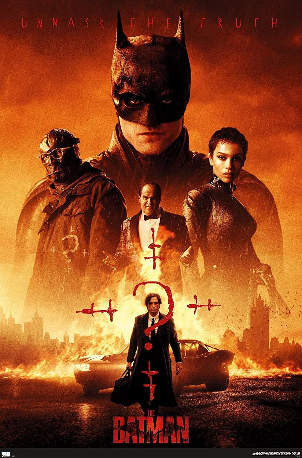 Batman, Riddler, Catwoman y The Penguin en el cartel de la película The Batman (2022)