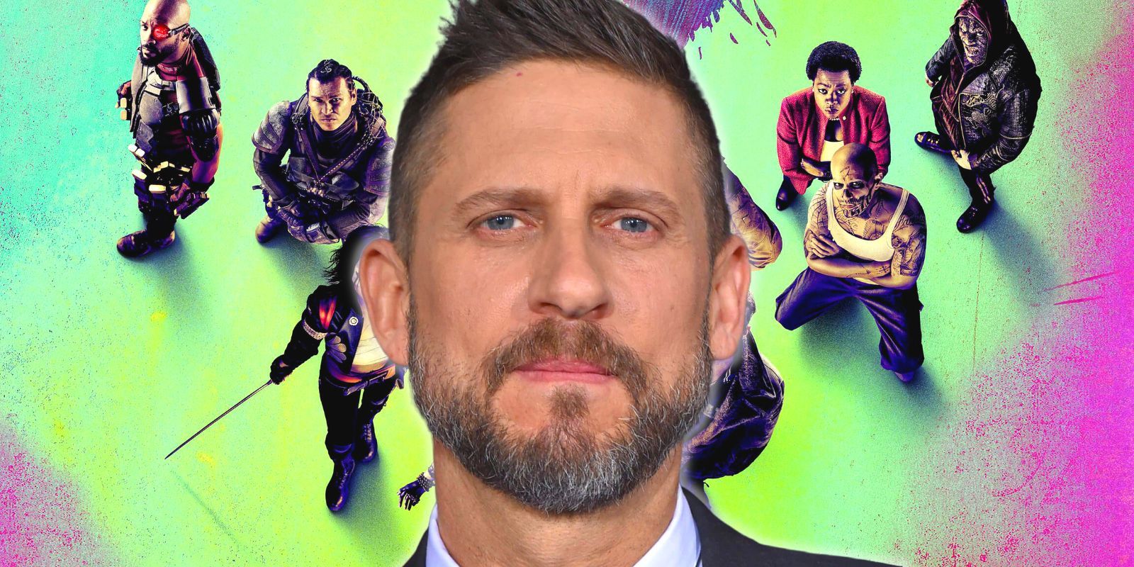 El director de Suicide Squad, David Ayer, sobre una imagen del equipo.