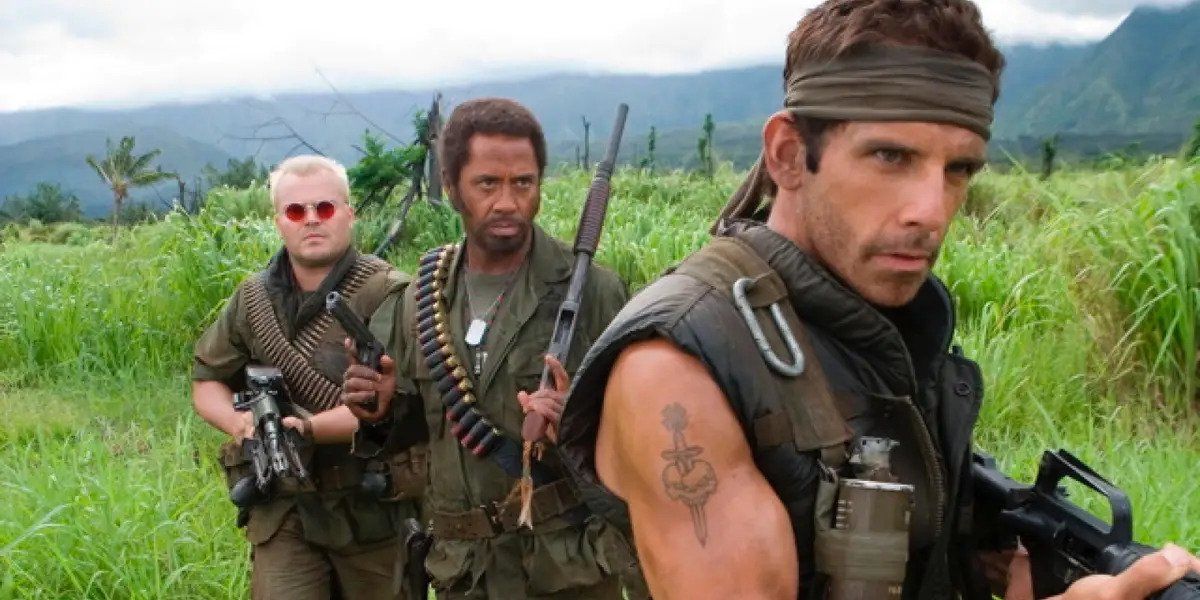 Ben Stiller, Robert Downey Jr. y Jack Black Tropic Thunder se preparan para la batalla en Tropic Thunder