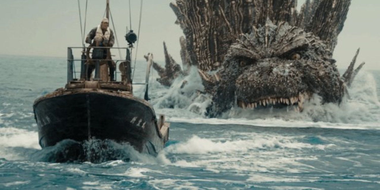 En Godzilla Minus One, el barco Shinsei Maru huye con un Godzilla enfurecido persiguiéndolo.