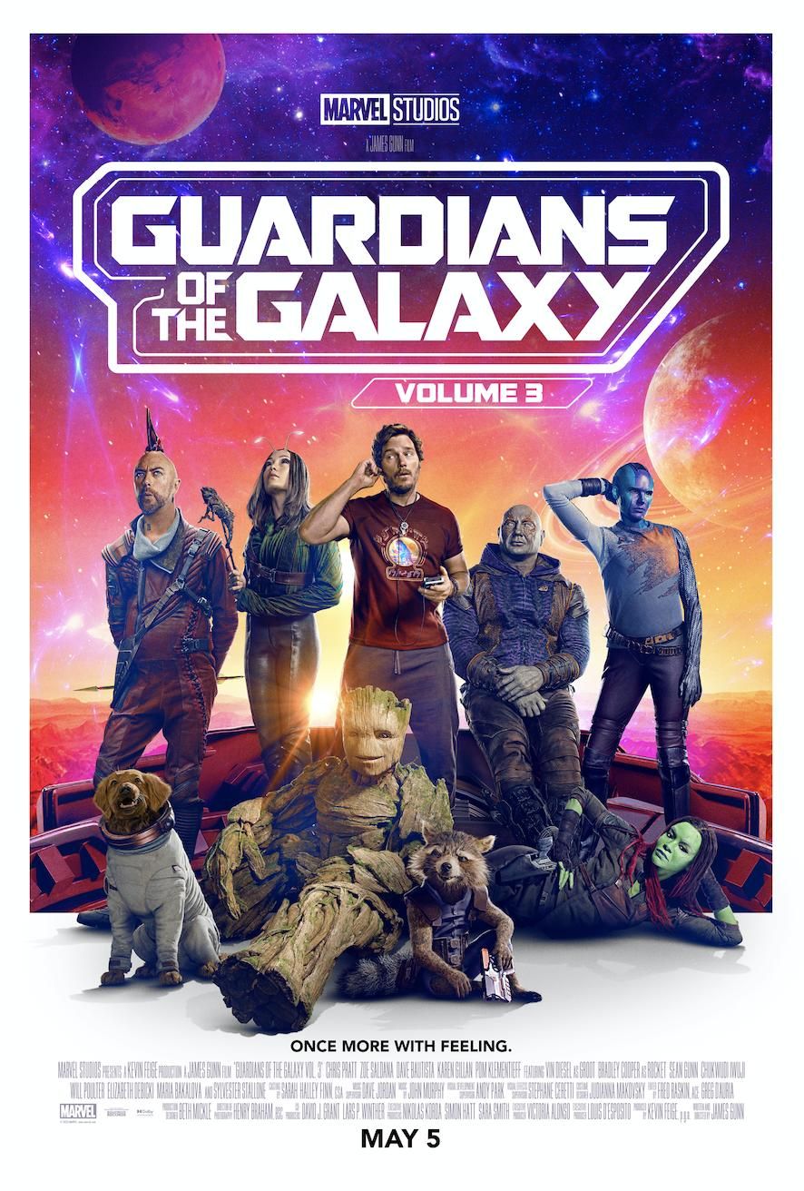 Star-Lord, Groot, Drax, Nebula, Gamora y sus aliados en Guardianes de la Galaxia Vol.  3 (2023)
