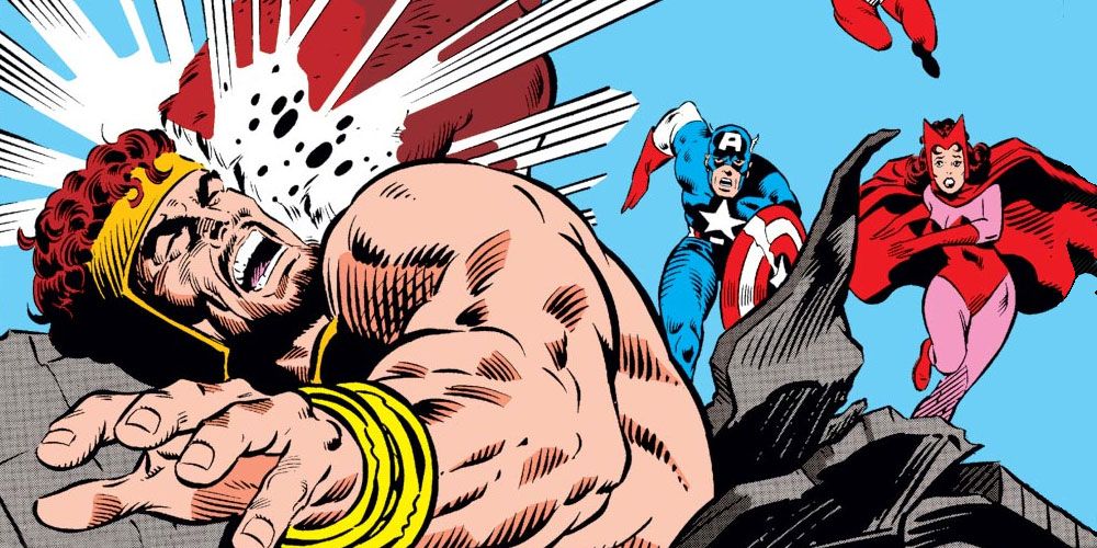 Hércules de los Vengadores siendo golpeado por los Hermanos de Sangre en Marvel Comics