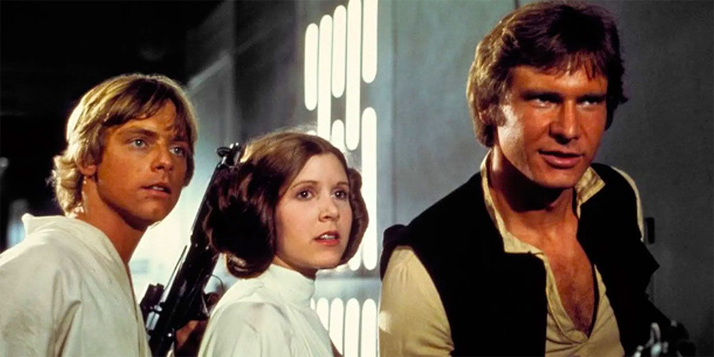 Mark Hamill, Carrie Fisher y Harrison Ford, en Star Wars Episodio IV