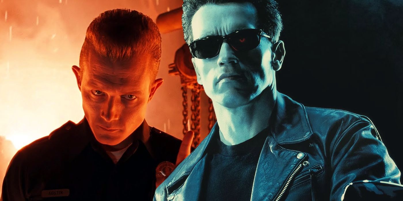 Split: Robert Patrick como T-1000 y Arnold Schwarzenegger como T-800 en Terminator 2