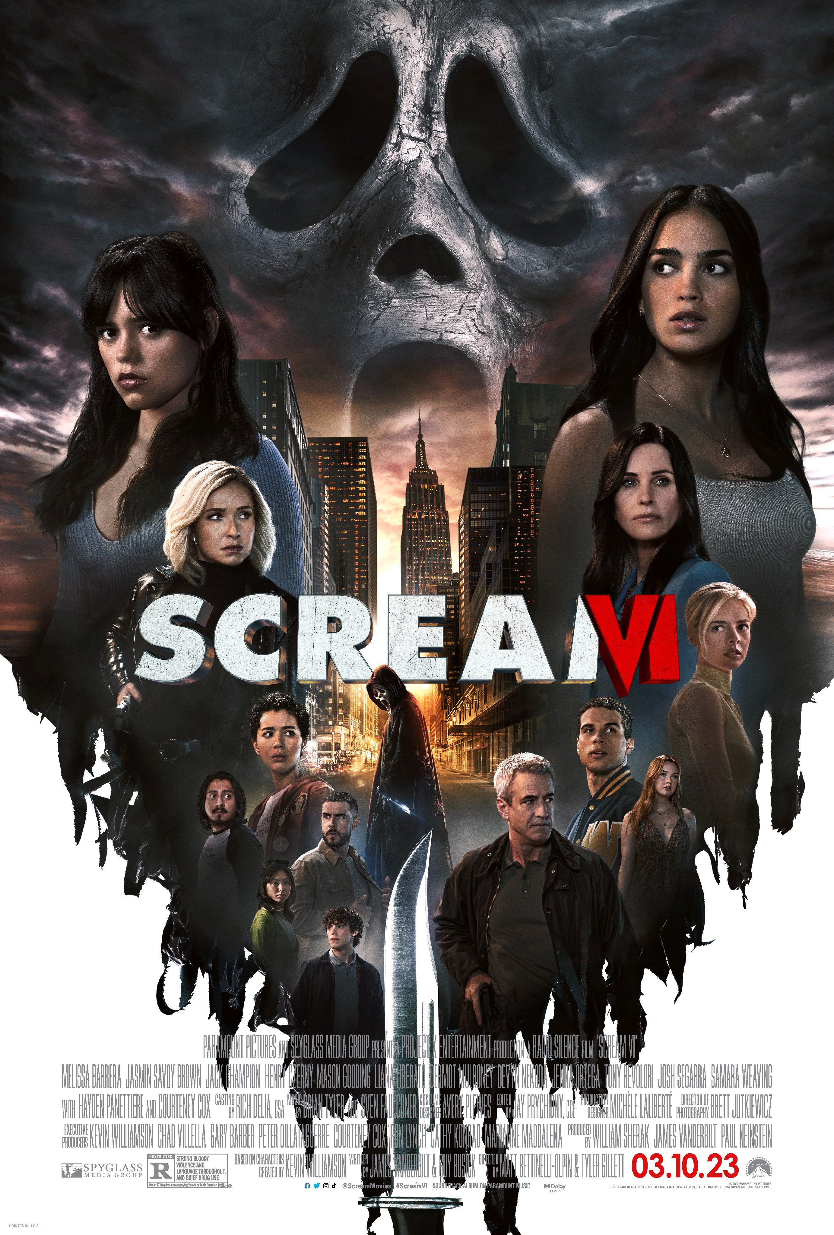 El elenco de Scream VI en el cartel de la película