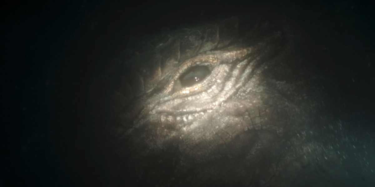 El ojo del mitosaurio abierto en Mines of Mandalore de la tercera temporada de The Mandalorian recortada