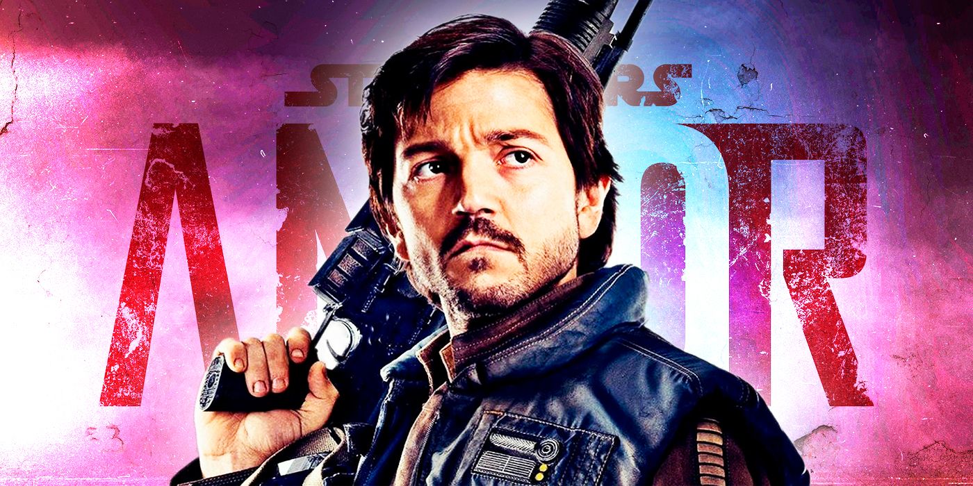 Andor sostiene una pistola detrás de su cabeza en un póster de la temporada 2 de Andor.