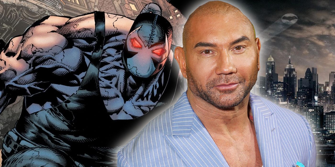 Una imagen compuesta que presenta al villano de Batman, Bane, y al actor Dave Bautista.