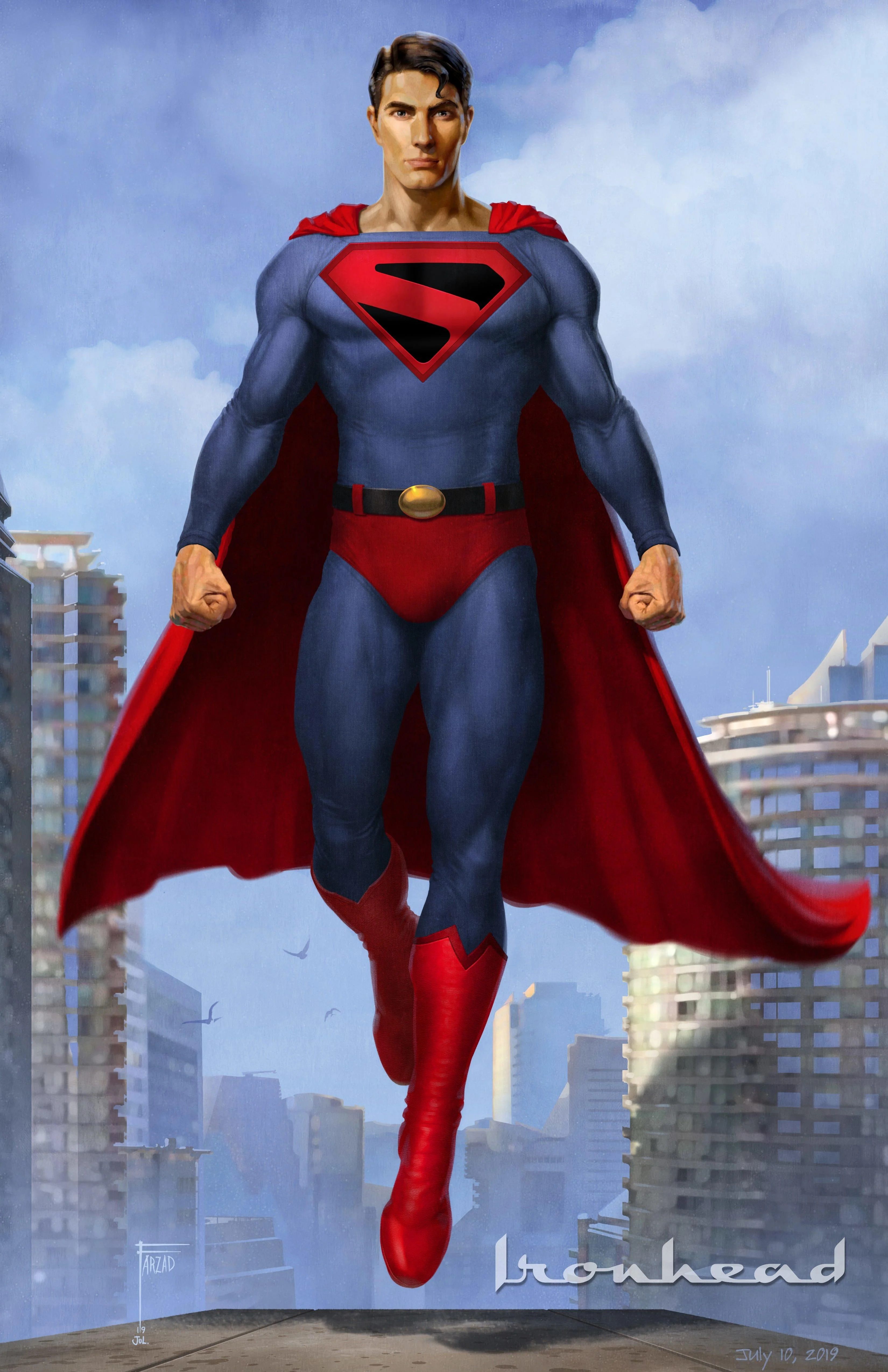 Arte conceptual de Crisis en Tierras Infinitas del Superman inspirado en Kingdom Come de Brandon Routh.