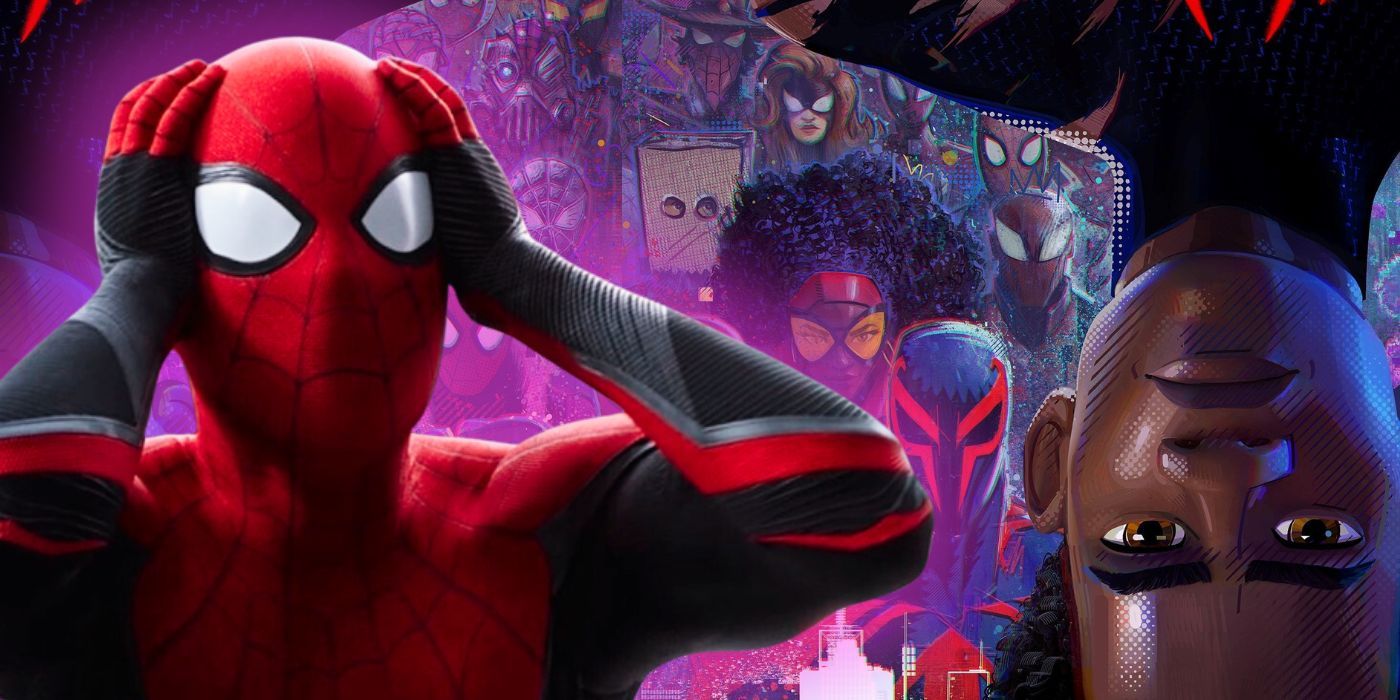 Collage de Spider-Man y Miles Morales en Spider-Man Across the Spider-Verse