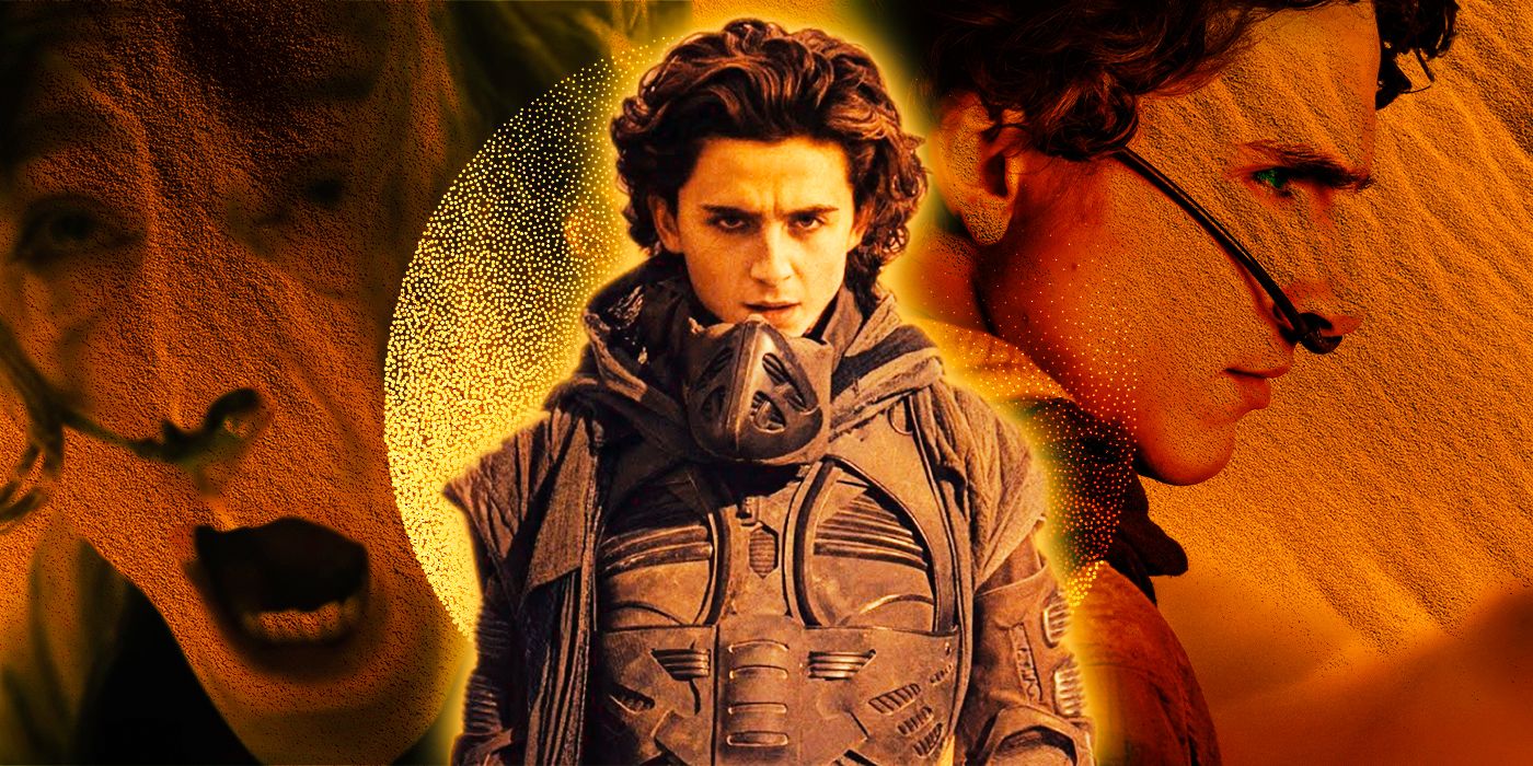 Collage de Paul Atreides en diferentes poses para Dune: Segunda parte