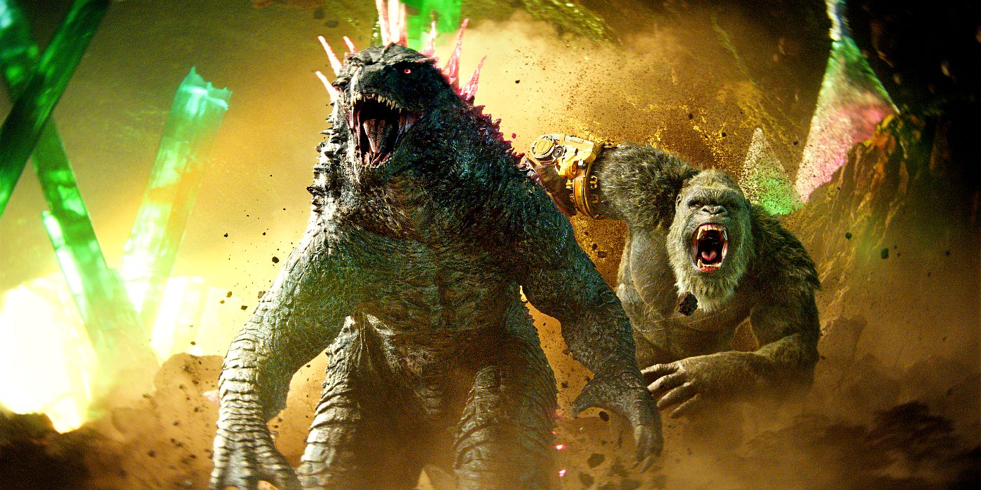 Godzilla y Kong corren juntos en Godzilla x Kong: New Empire.