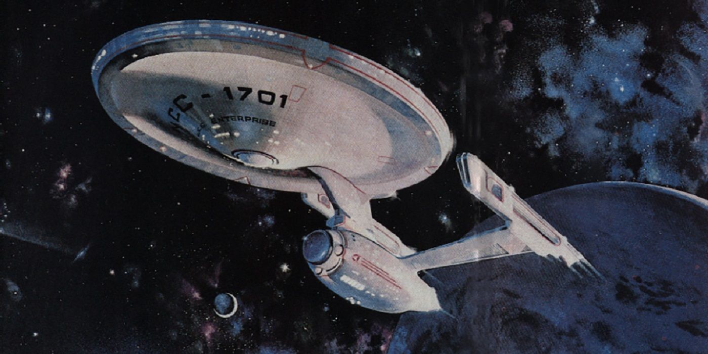 Pintura de Mike Minor del Star Trek Phase II Enterprise contra el vacío del espacio vía Paramount