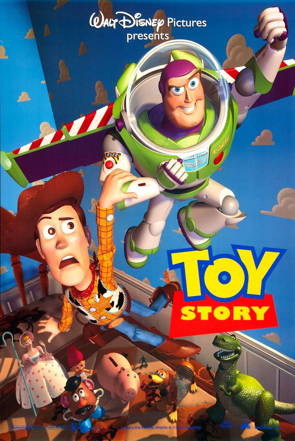 Woody, Buzz y la pandilla en el cartel de la película Toy Story