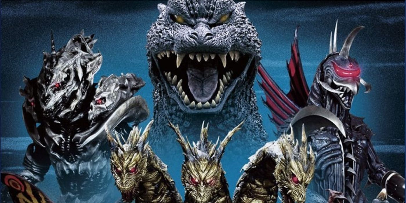 Póster de Godzilla Final Wars, que presenta numerosos kaiju clásicos.