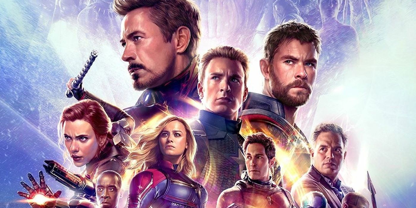 Póster de Vengadores: Endgame con el Capitán América, Iron Man, Capitana Marvel, Thor, Bruce Banner, Black Widow y War Machine.