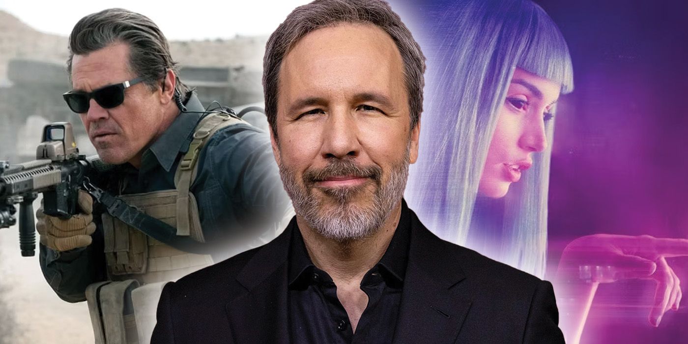 Una imagen compuesta del director Denis Villeneuve e imágenes de dos de sus películas: Sicario y Blade Runner 2049.