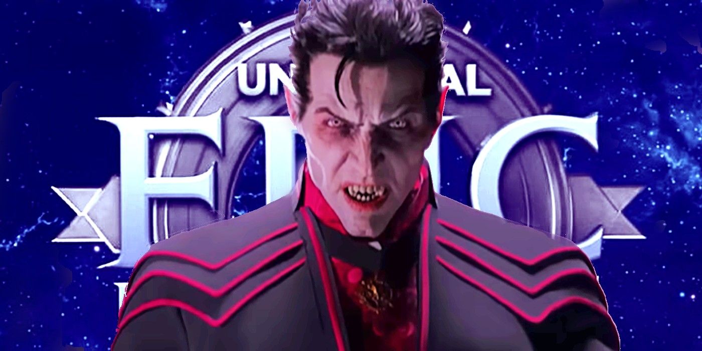 Drácula se encuentra frente al logotipo revelado de Universal Epic Universe.