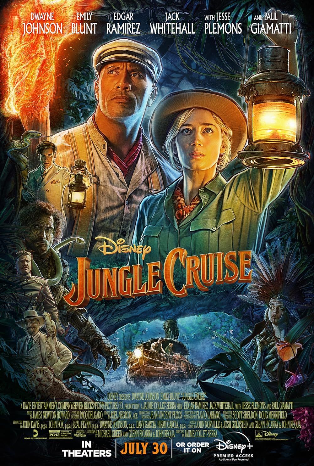 Emily Blunt y Dwayne Johnson en el cartel de Jungle Cruise
