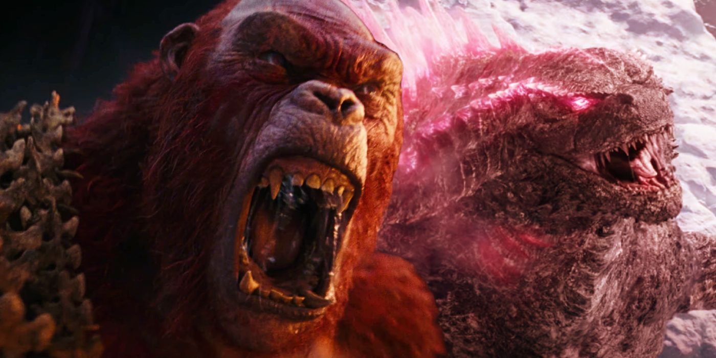 Split: Scar King ruge y Godzilla brilla de color rosa en Godzilla x Kong: The New Empire