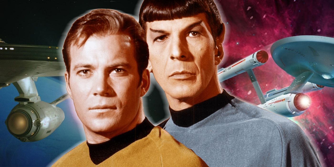 James T Kirk y Spock frente al USS Enterprise