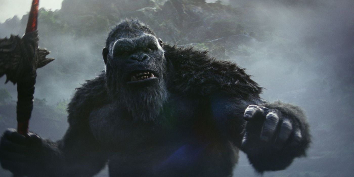 King Kong en Godzilla x Kong - The New Empire - empuñando un hacha