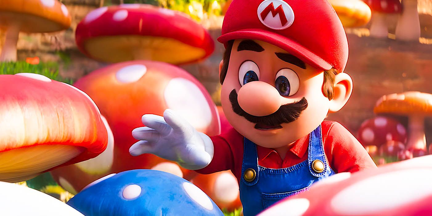 Super Mario Bros. Escena de la película donde Mario llega al Reino Champiñón.