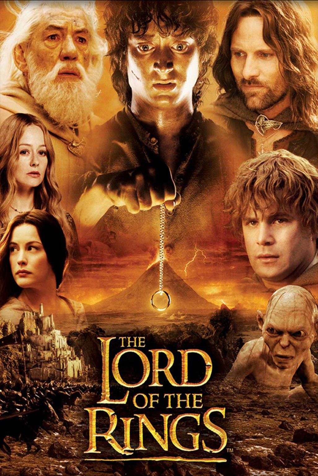 Fodo, Sam, Gollum, Aragorn, Gandalf, Eowyn y Arwen en la franquicia El Señor de los Anillos Póster