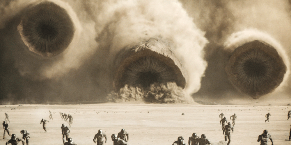 Los gusanos de arena atacan al ejército imperial en Dune: Segunda parte.