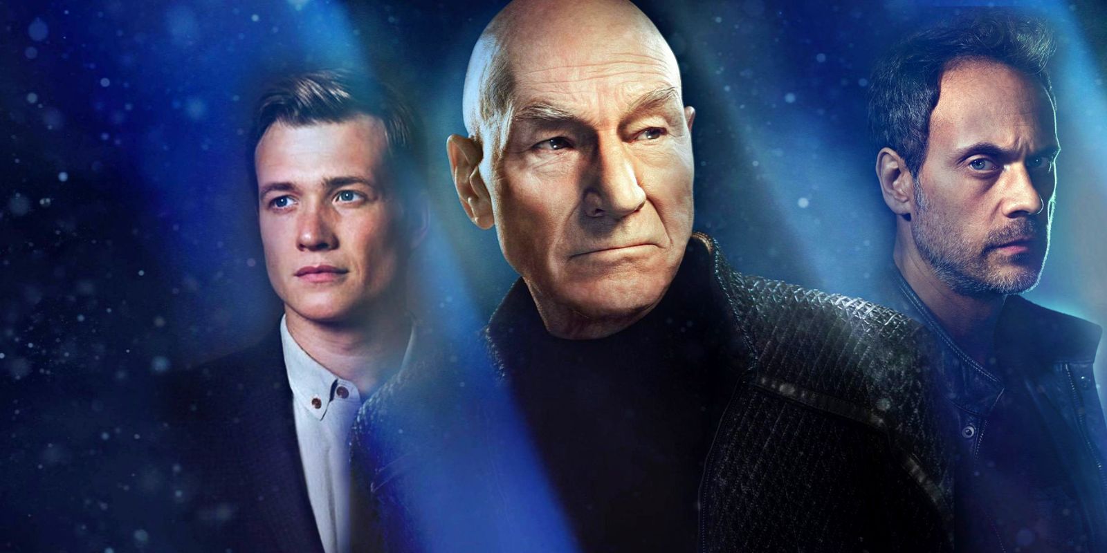 Star Trek: El elenco de Picard, que incluye a Patrick Stewart, Jack Crusher de Ed Speeler y Liam Shaw de Todd Stashwick