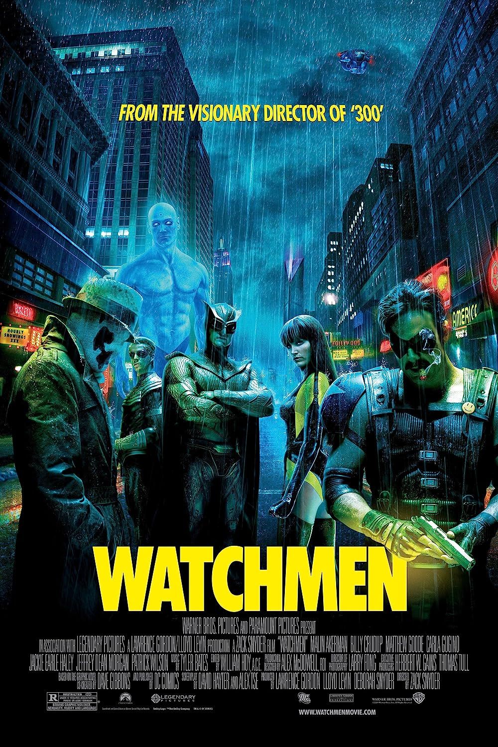 Billy Crudup, Malin Akerman, Matthew Goode, Jackie Earle Haley, Jeffrey Dean Morgan y Patrick Wilson en Watchmen (2009)