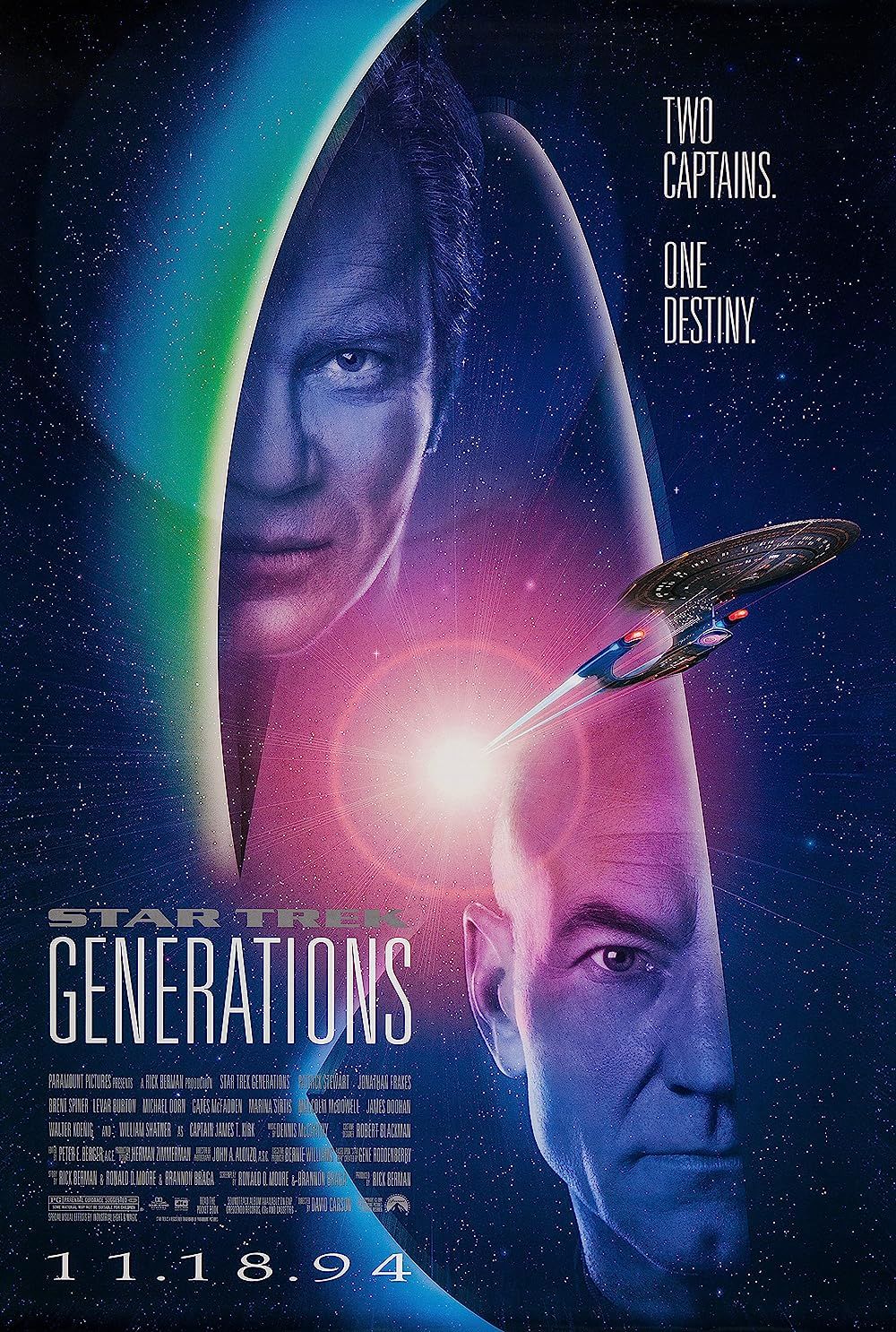 William Shatner y Patrick Stewart en Star Trek-Generaciones (1994)