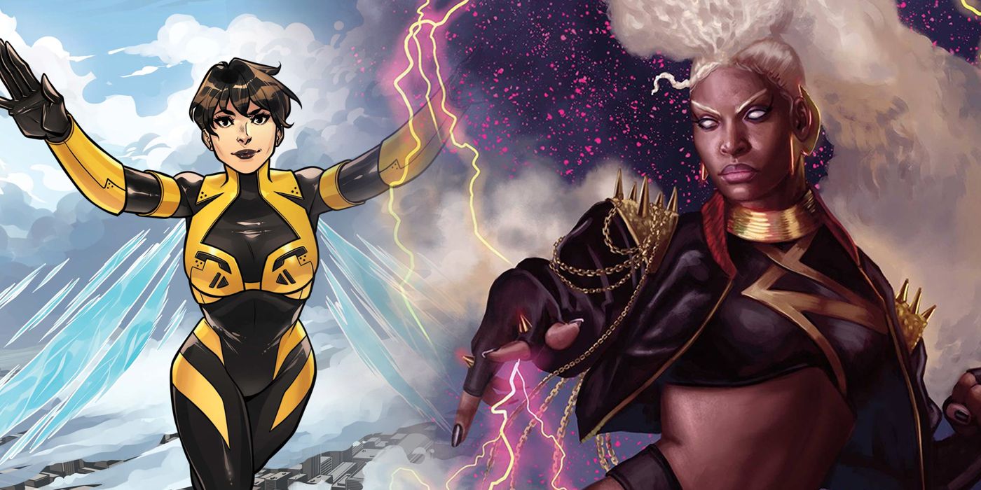 Imagen dividida de Wasp y Storm de Marvel Comics