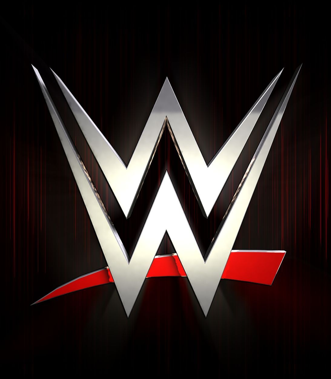 Logotipo de WWE con la doble w plateada sobre un fondo negro con una barra roja debajo