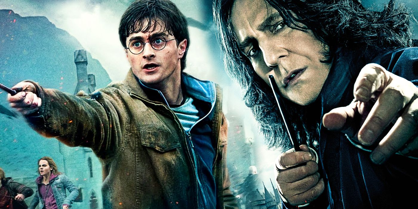 Daniel Radcliffe y Alan Rickman en Harry Potter