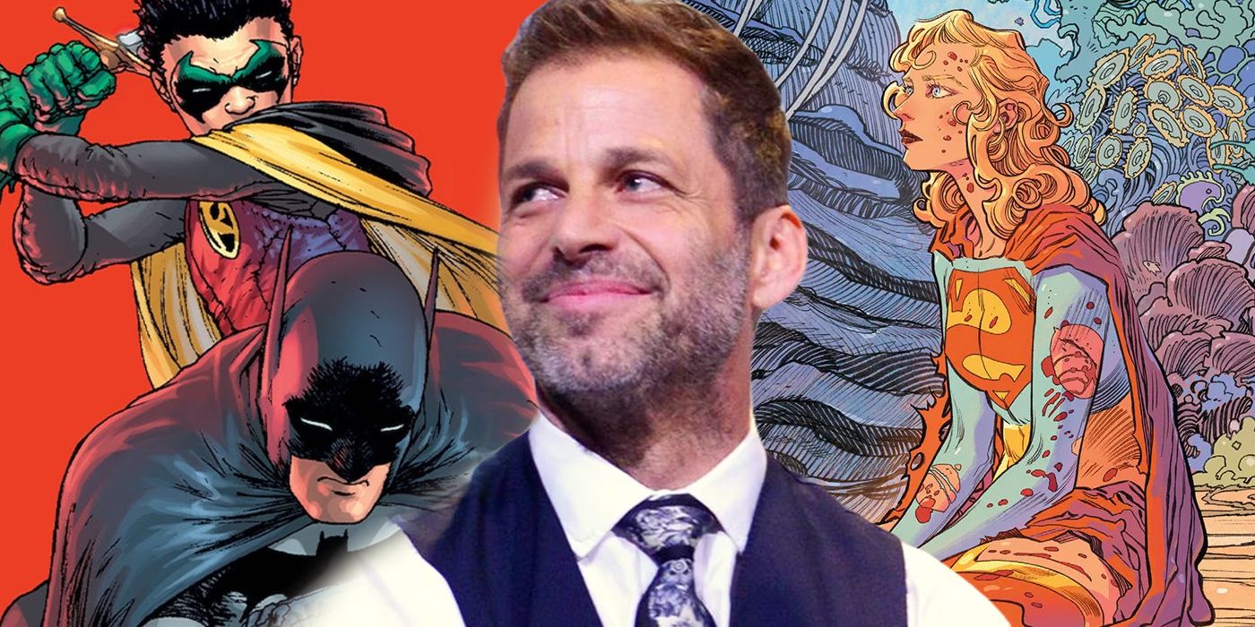 Imagen dividida: Damian Wayne y Batman, Zack Snyder, Supergirl Mujer del mañana