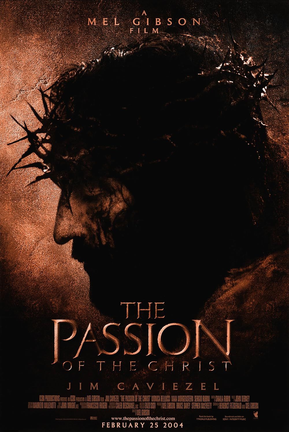 Jim Caviezel como Jesús en el cartel de La Pasión de Cristo