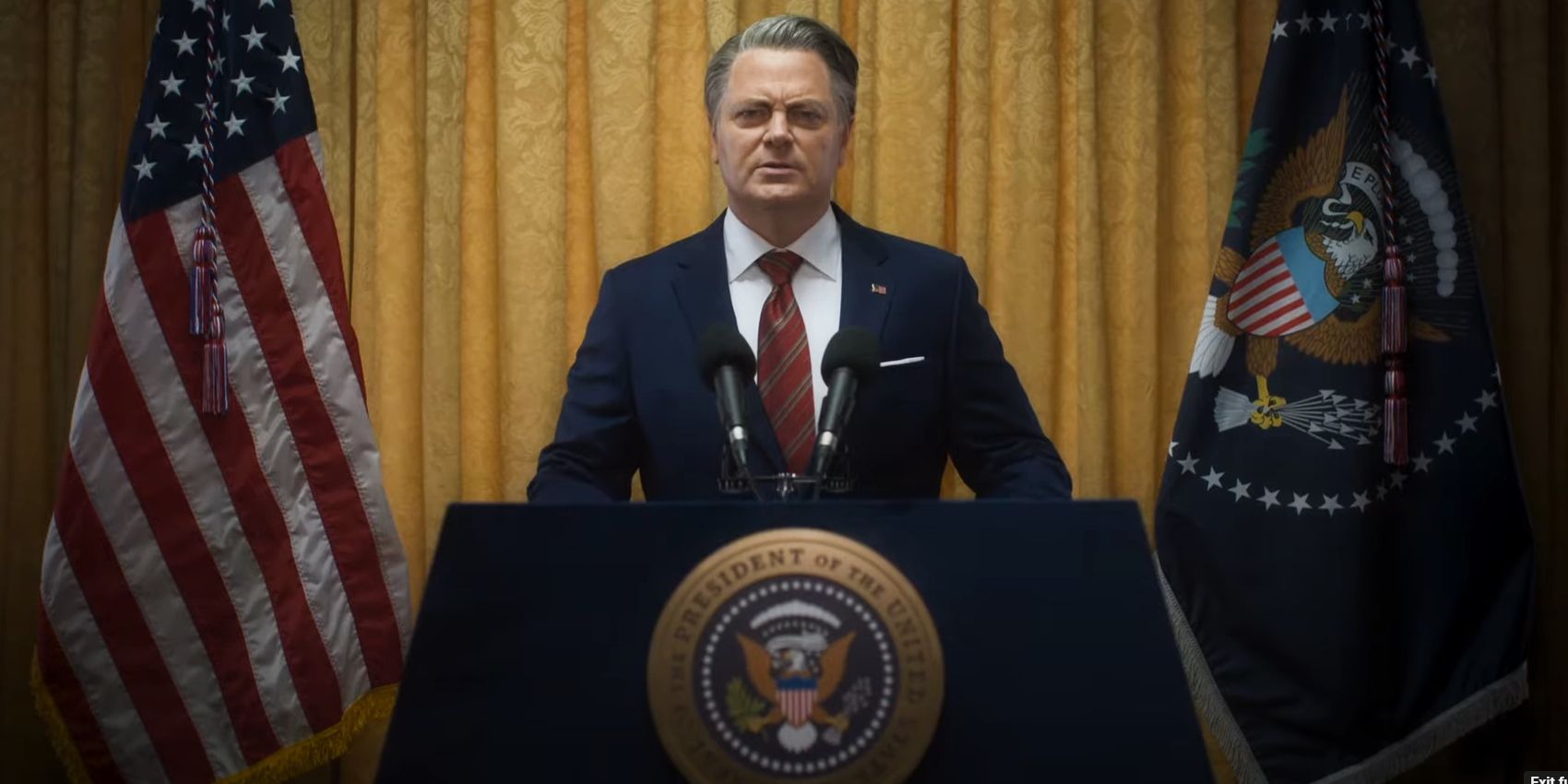 Nick Offerman como presidente de Estados Unidos en la Guerra Civil