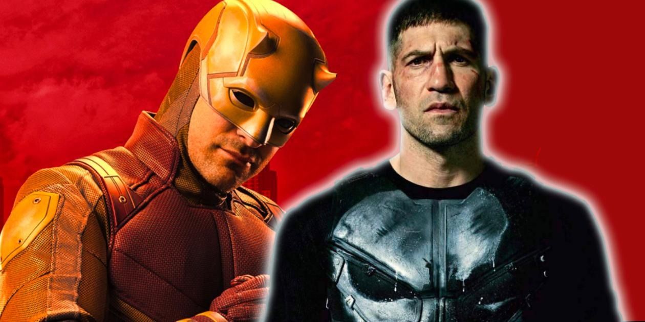 Daredevil de She-Hulk sobre fondo rojo con Jon Bernthal como Punisher