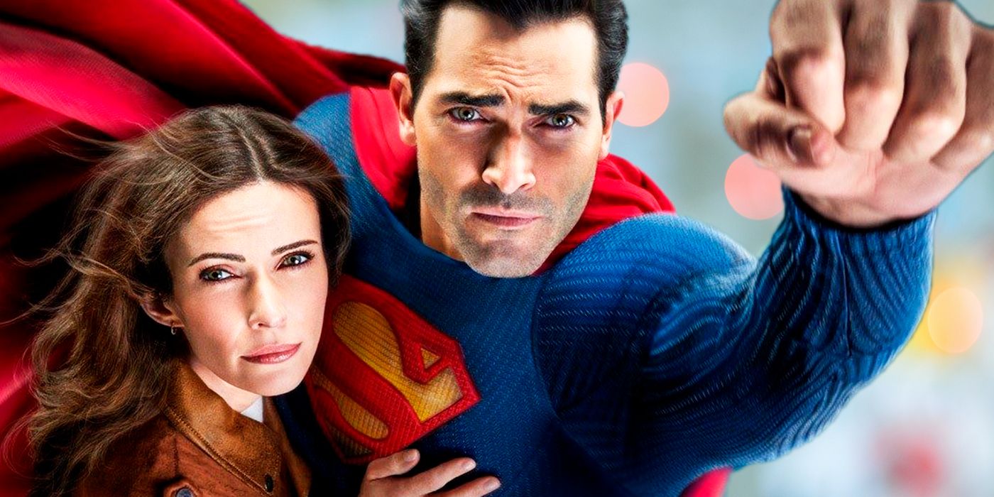 Superman y Lois Lane volando por el aire 