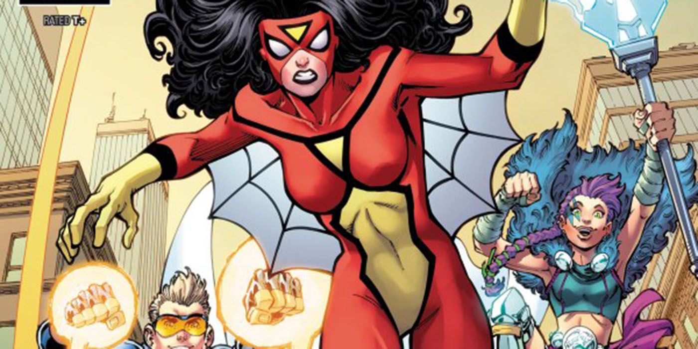 Cabecera de portada de Spider-Woman 7.