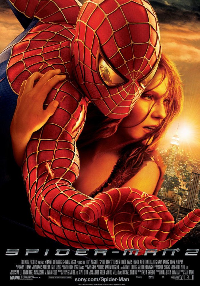 Tobey Maguire y Kirsten Dunst en el cartel de la película Spider-Man 2